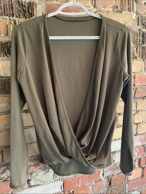 lululemon athletica Olive Green Wrap-Front Long Sleeve Top